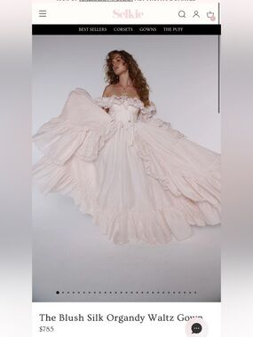 Selkie Blush Off-Shoulder Ruffled Maxi Gown